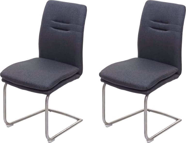 Set di 2 sedie da sala da pranzo | A x L x P 92 x 47 x 57 cm | Altezza seduta 49 cm | Tessuto/tessuto Acciaio inossidabile spazzolato | Grigio scuro | Sedia da cucina Sedia a sbalzo