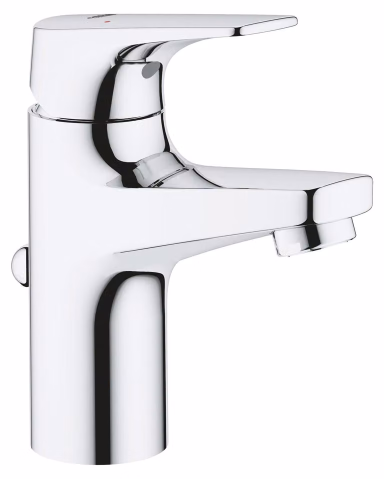 Miscelatore per lavabo, modello "S", cromato, con asta di comando, foro singolo