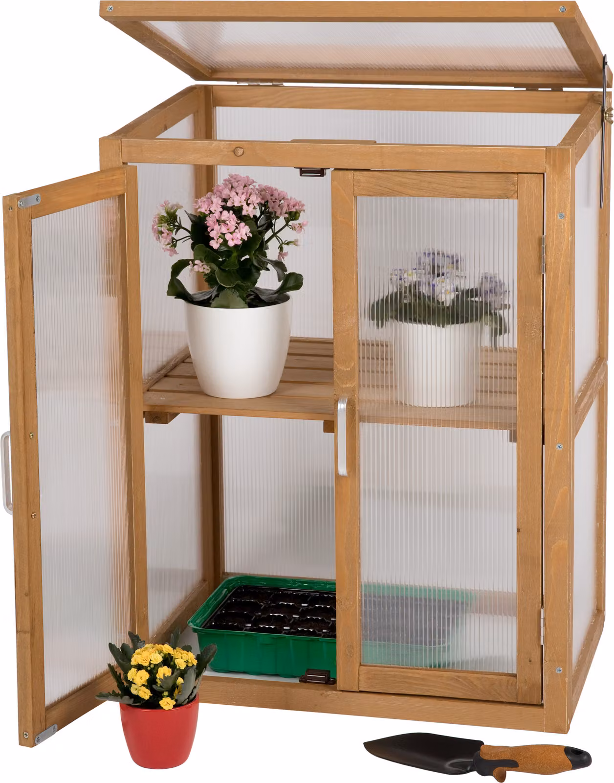 needs&wants® Mini serra, piccola, resistente al freddo, in legno, ideale per balcone, giardino o interni. Serra per semina, coltivazione e crescita di piante, armadietto per piantine, serra per la germinazione, colore marrone