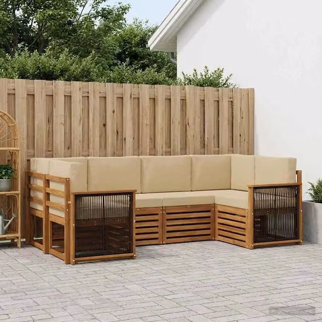 Set di divani da esterno 5 pz Naturale 3384774