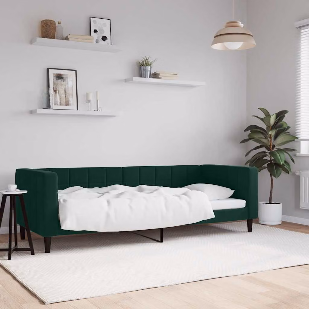 Letto da giorno vidaXL in velluto verde con struttura in legno e metallo L/P/H: 200 x 80 x 68 cm