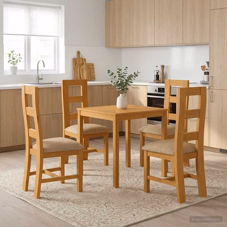 Set da pranzo moderno vidaXL in legno di quercia beige composto da 5 pezzi