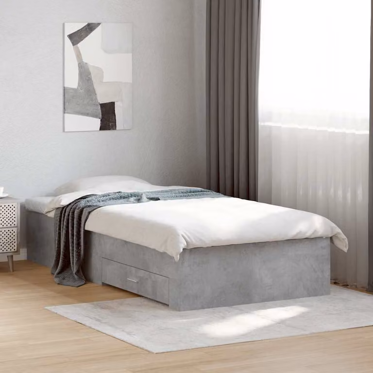 vidaXL Giroletto con Cassetti in Legno Multistrato Grigio, L 78 cm x P 193 cm x H 32 cm