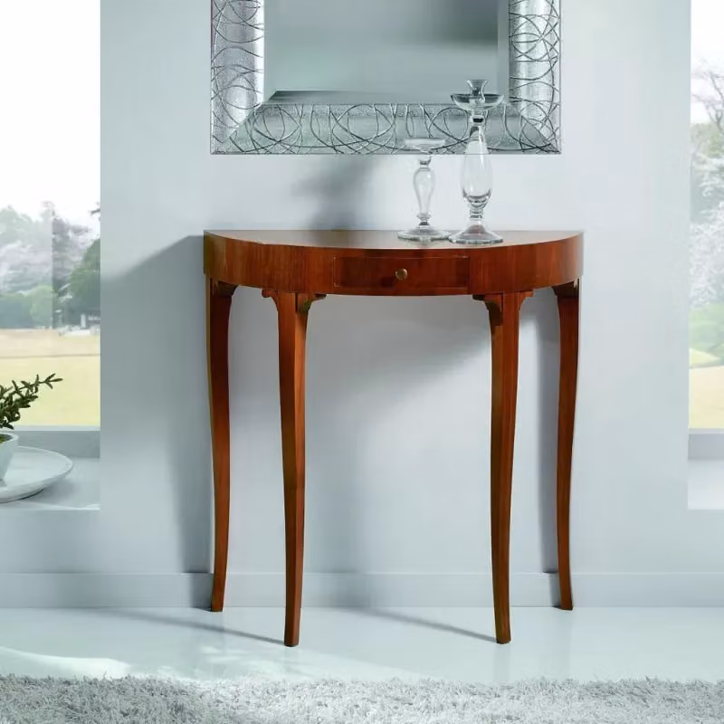 Consolle in legno con un cassetto e intarsio tinta noce Mobili 2G L: 81 cm, P: 34 cm, H: 80 cm – 1