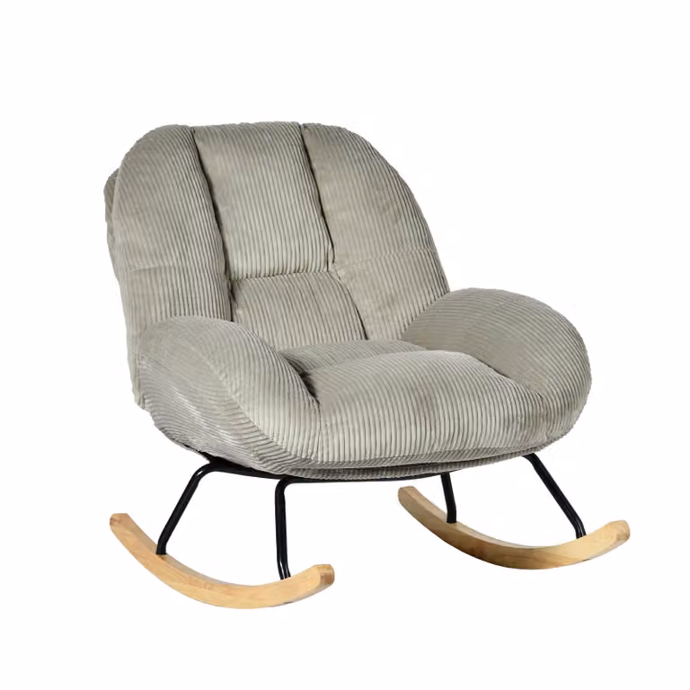 Meubles Cosy: poltrona a dondolo in velluto scandinava con braccioli, per il soggiorno o la camera da letto, grigia – LITHOPS