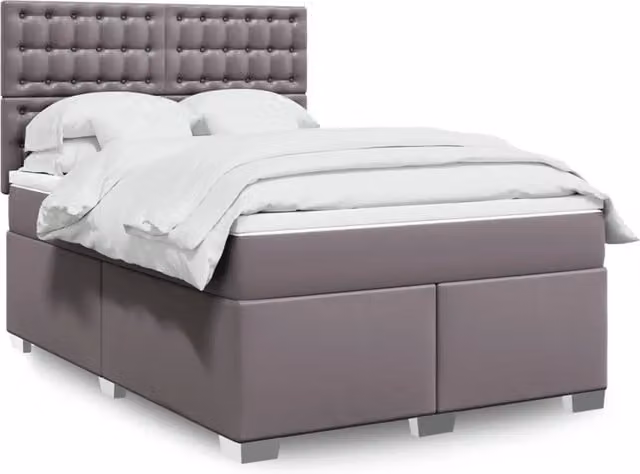 Letto Ibrido con Giroletto a Molle e Materasso vidaXL in Similpelle Grigio e Bianco L/P/H: 160 x 200 cm