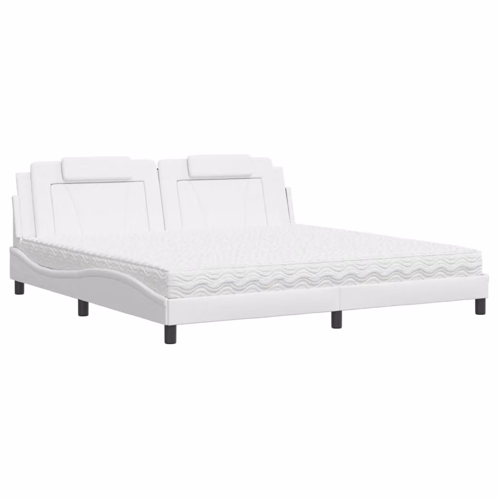Letto Viana con Materasso Bianco 200x200cm in Pelle finta