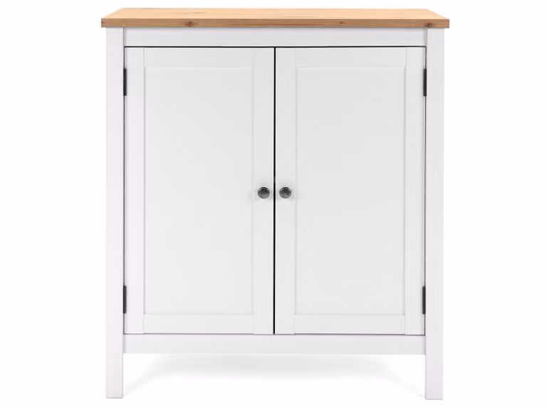 Calicosy - Cassettiera a 2 ante L80 cm bianca e effetto legno