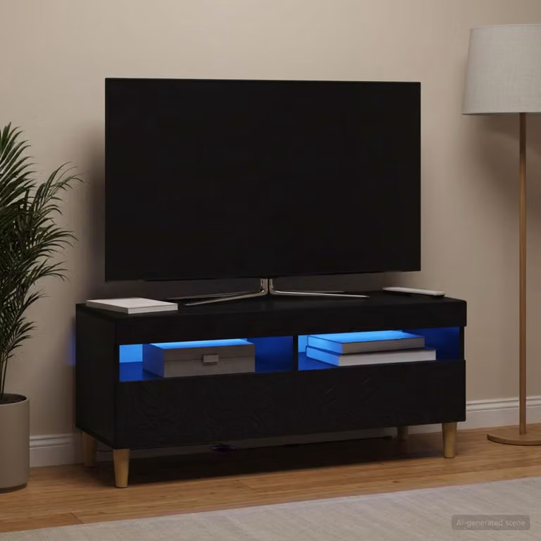 Mobile TV LED vidaXL moderno in legno MDF nero con illuminazione integrata