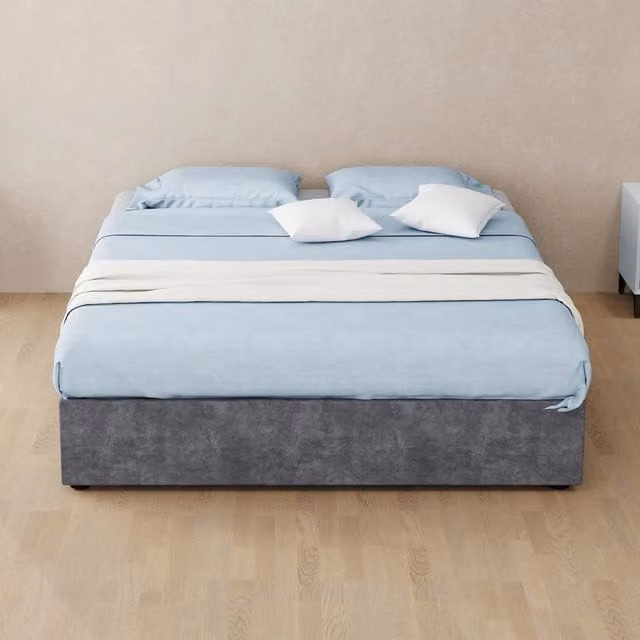 Struttura letto moderna 140 × 200 cm in tessuto e metallo grigio con schienale regolabile