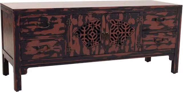 Mobile base in legno rosso 120x40x50h