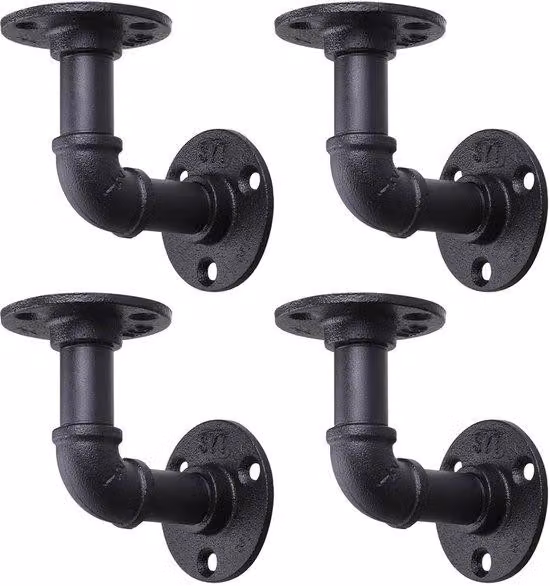 Set di 8 ganci per assi in metallo nero, design industriale