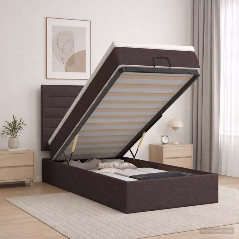 Letto ottomano con materasso vidaXL in tessuto marrone scuro L/P/H: 200 x 100 x 48,48 cm