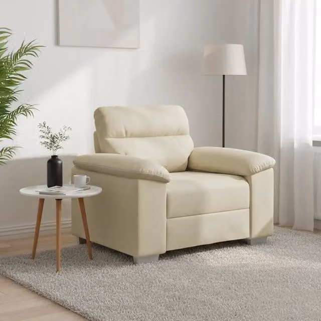 Poltrona lounge beige in similpelle vidaXL con braccioli L: 100 cm, P: 81 cm, H: 84 cm – 1