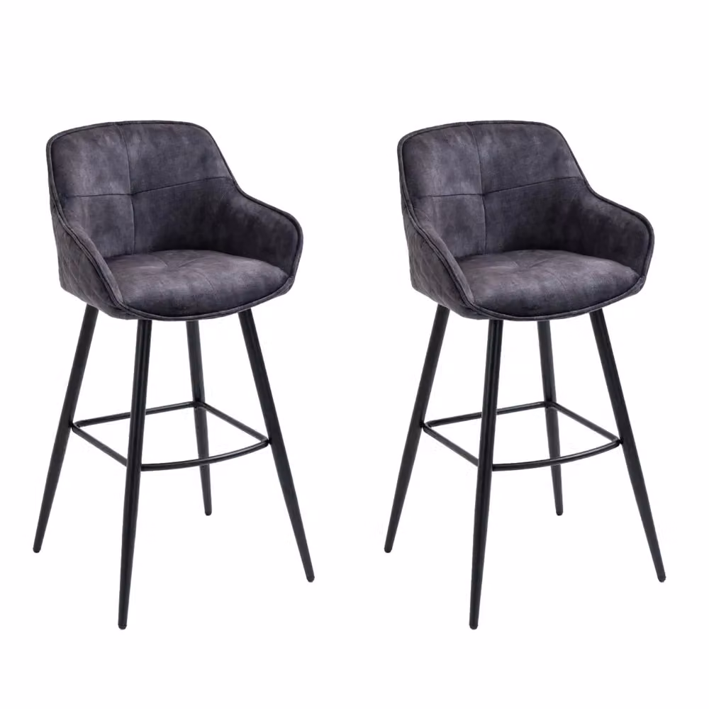 Sgabello da bar moderno SHERLOCKBAR CASA VITAL in microfibra antracite con struttura in metallo – 2