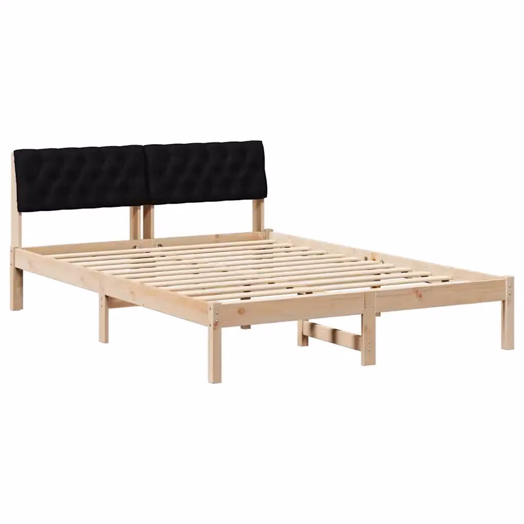 Struttura del letto con testiera vidaXL in legno di pino, marrone e nero, 150 x 200 cm – 2