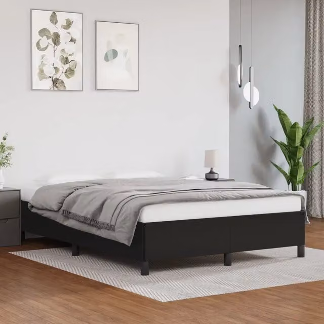 Letto con giroletto vidaXL in similpelle nera, L 140 x P 190 cm