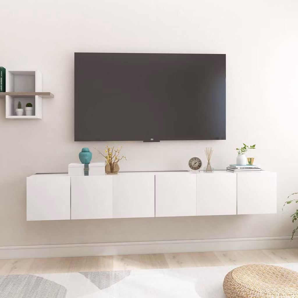 Set di 3 mobili pensili porta TV vidaXL bianchi in stile moderno L: 60 cm, P: 30 cm, H: 30 cm