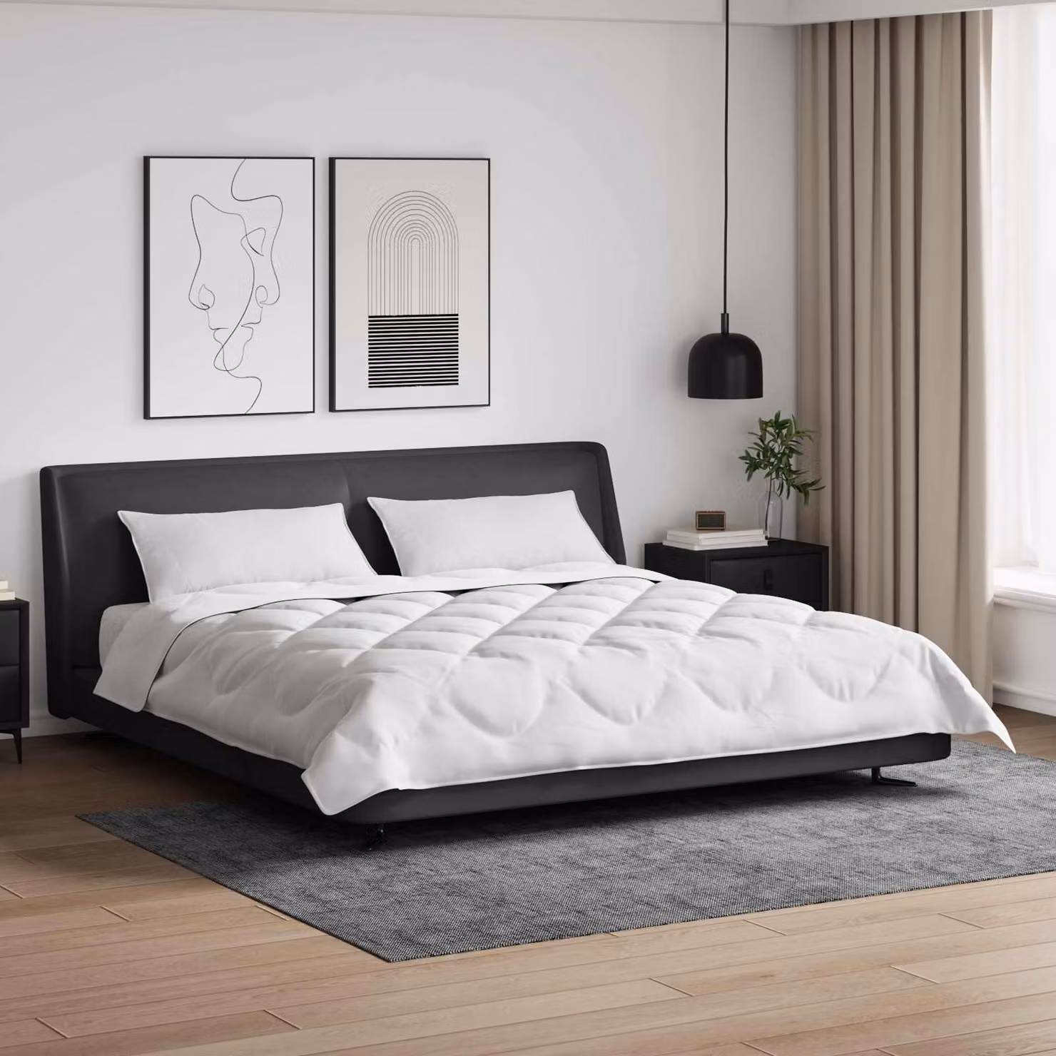 Set di 3 pezzi vidaXL Piumone e Cuscini per tutte le stagioni in Microfibra Bianca L 200 x P 220 cm