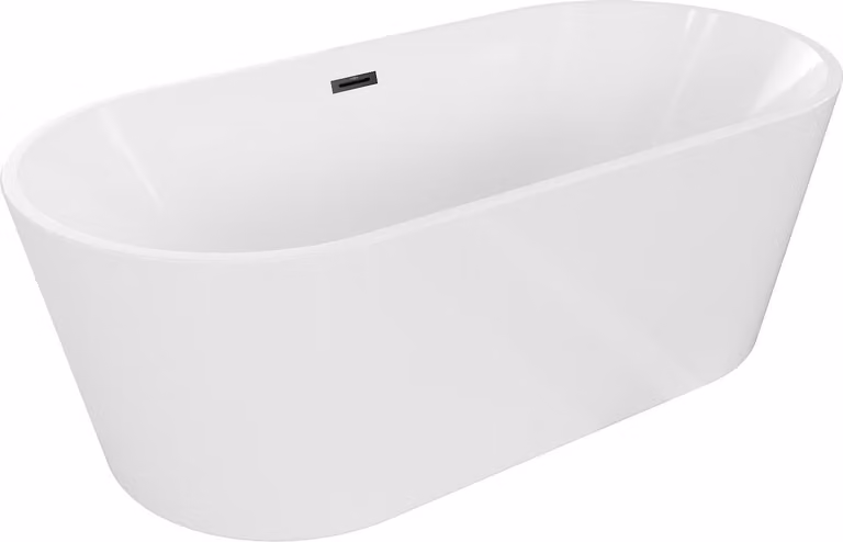 Mexen Luna vasca da bagno indipendente 150 x 75 cm, bianca, troppopieno nero - 52031507500-70