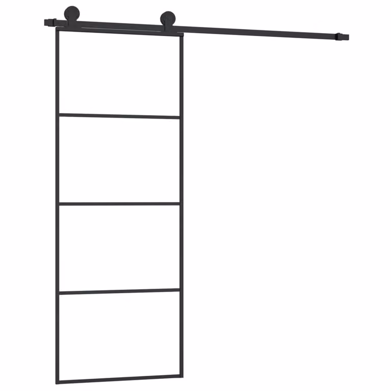 Porta Scorrevole con Ferramenta 76x205cm Vetro ESG Alluminio