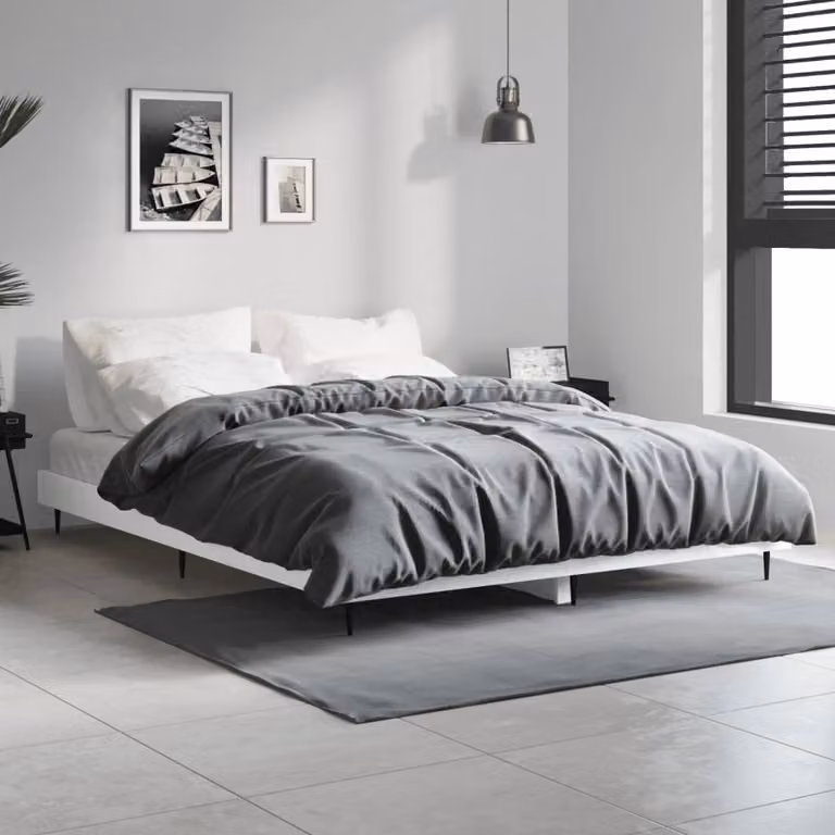 vidaXL Giroletto Bianco in Legno e Metallo con Doghe Fisse L/P: 140 x 190 cm