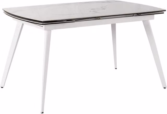 Tavolo da pranzo allungabile GIORDANOSHOP moderno con top in ceramica bianca su vetro e struttura in metallo L/P/H: 140/170/200 x 90 x 76 cm