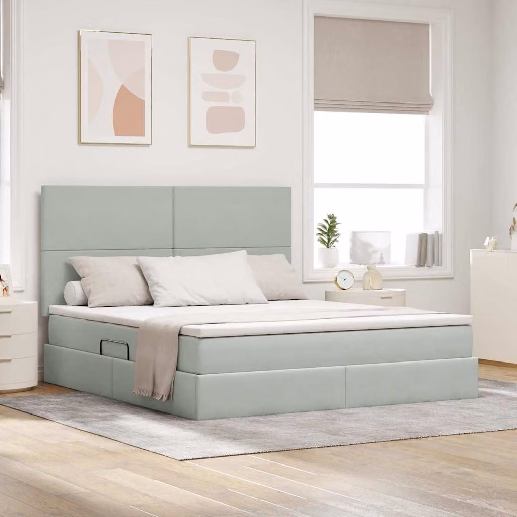 Letto con contenitore e materasso vidaXL Grigio, L/P/H: 180 x 200 x 280 cm – 1