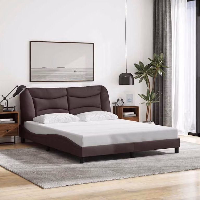 vidaXL Giroletto Hvar senza Materasso in Tessuto Marrone Scuro L/P/H: 200 x 160 x 74,5 cm