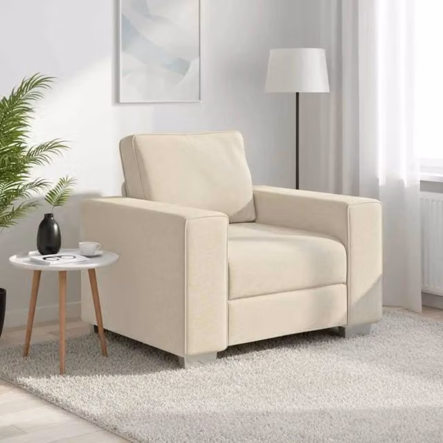 Poltrona moderna vidaXL in tessuto beige con braccioli per soggiorno