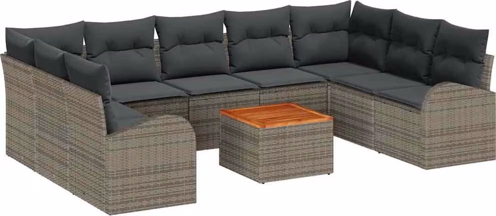 Set Divano da Giardino 10 pcs Grigio polyrattan