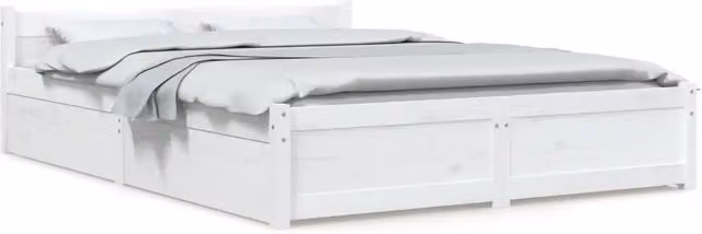 Letto matrimoniale | Letto per adulti | Giroletto con Cassetti Bianco 140x190 cm