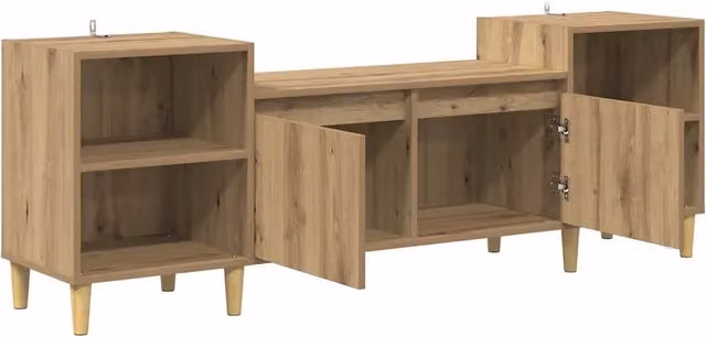 Mobile porta TV rustico in legno di rovere color marrone per soggiorno HELLOSHOP26 L/P/H: 160 x 35 x 55 cm