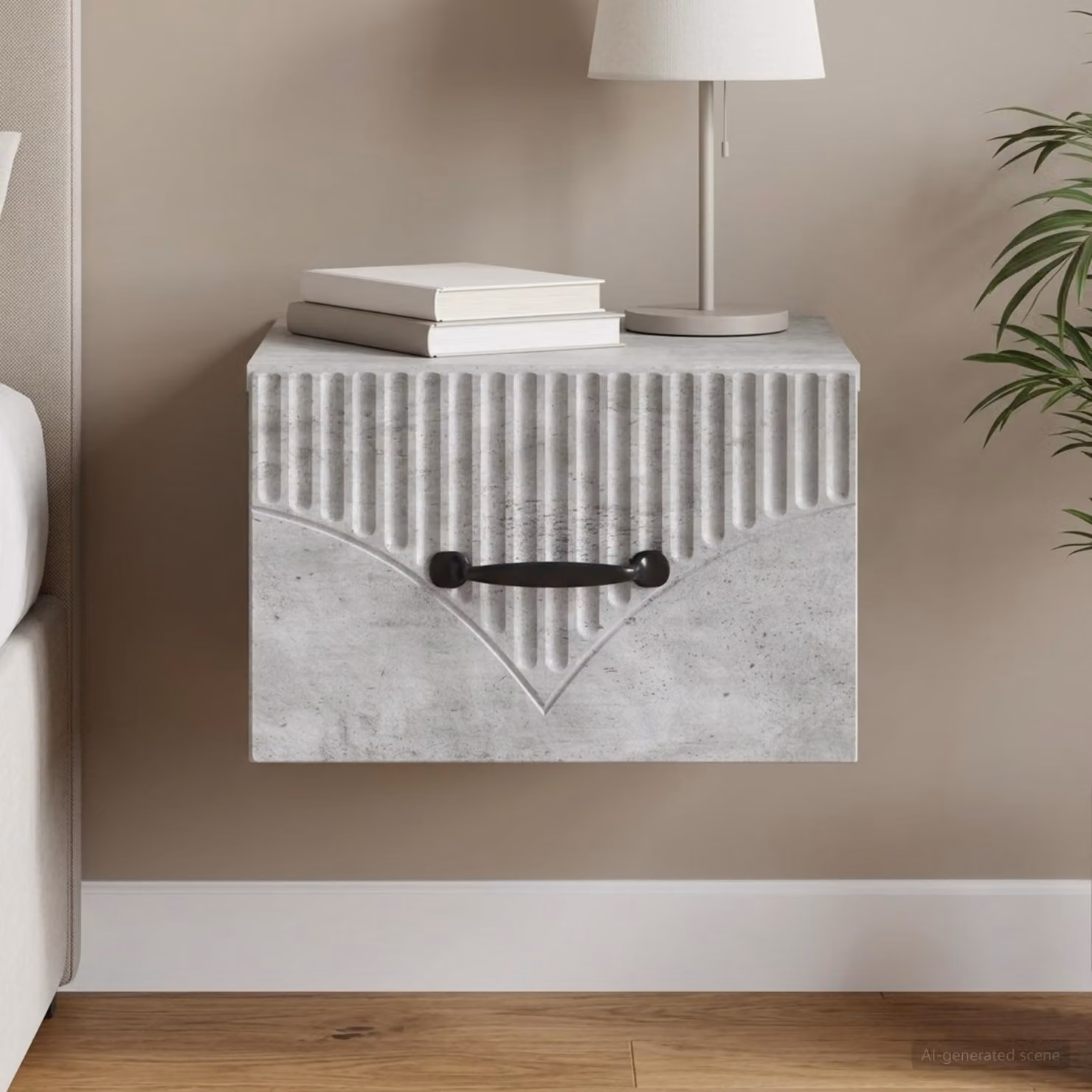 vidaXL Mobiletto da notte sospeso moderno Grigio Cemento L: 34,5 cm, P: 33 cm, H: 20 cm