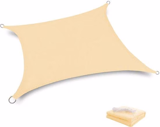 Schermo frangisole rettangolare, 2x3 metri, traspirante, in HDPE - Protezione UV per giardino, pergola, terrazza, campeggio - Colore sabbia