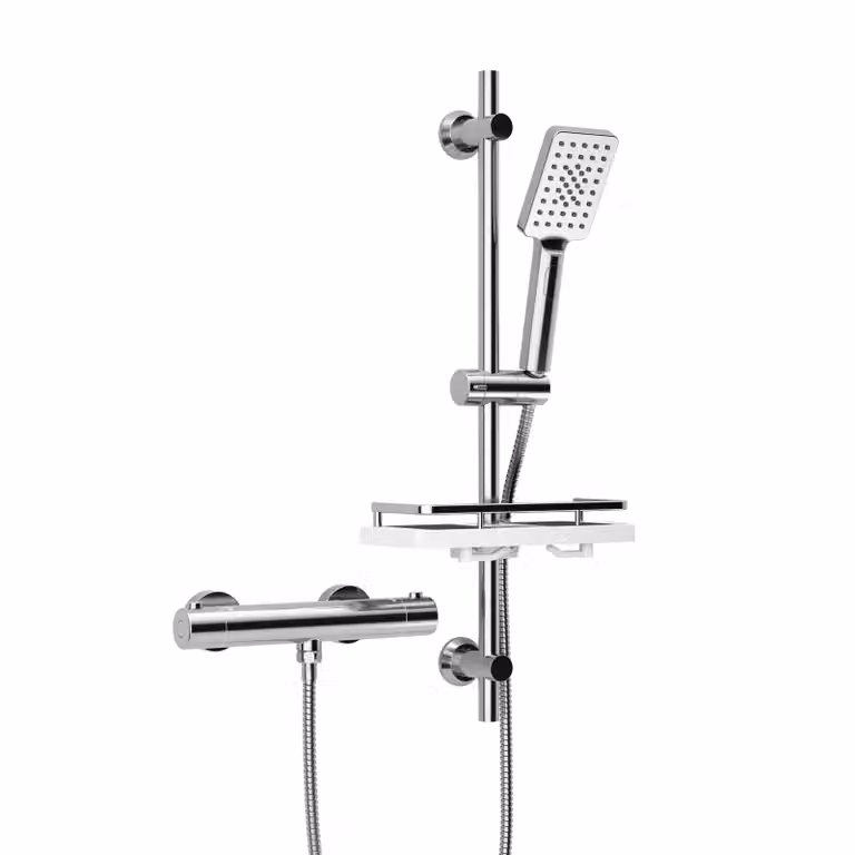 JOHO Sistema doccia termostatico,set di binari doccia piatto doccia,miscelatore termostatico doccia+set di binari doccia in acciaio inox 70cm cromo