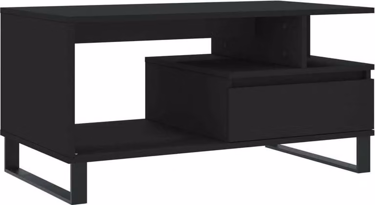 Tavolino da Salotto Nero 90x49x45 cm in Legno Multistrato