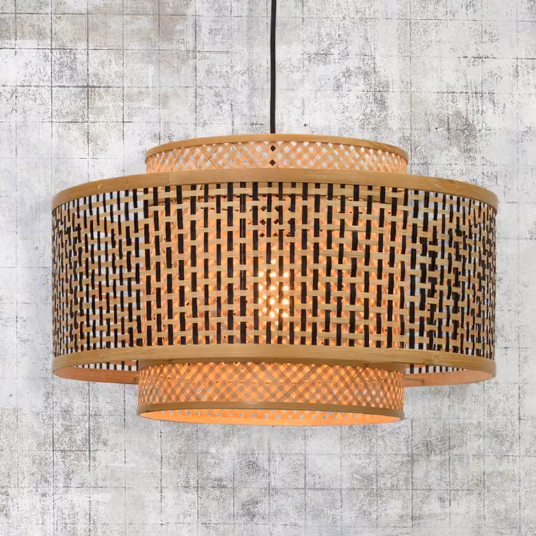 Good & Mojo Lampada a sospensione Bhutan, dimmerabile, Legno chiaro, Soggiorno / Sala da pranzo, bambù, Design, Lampada a sospensione