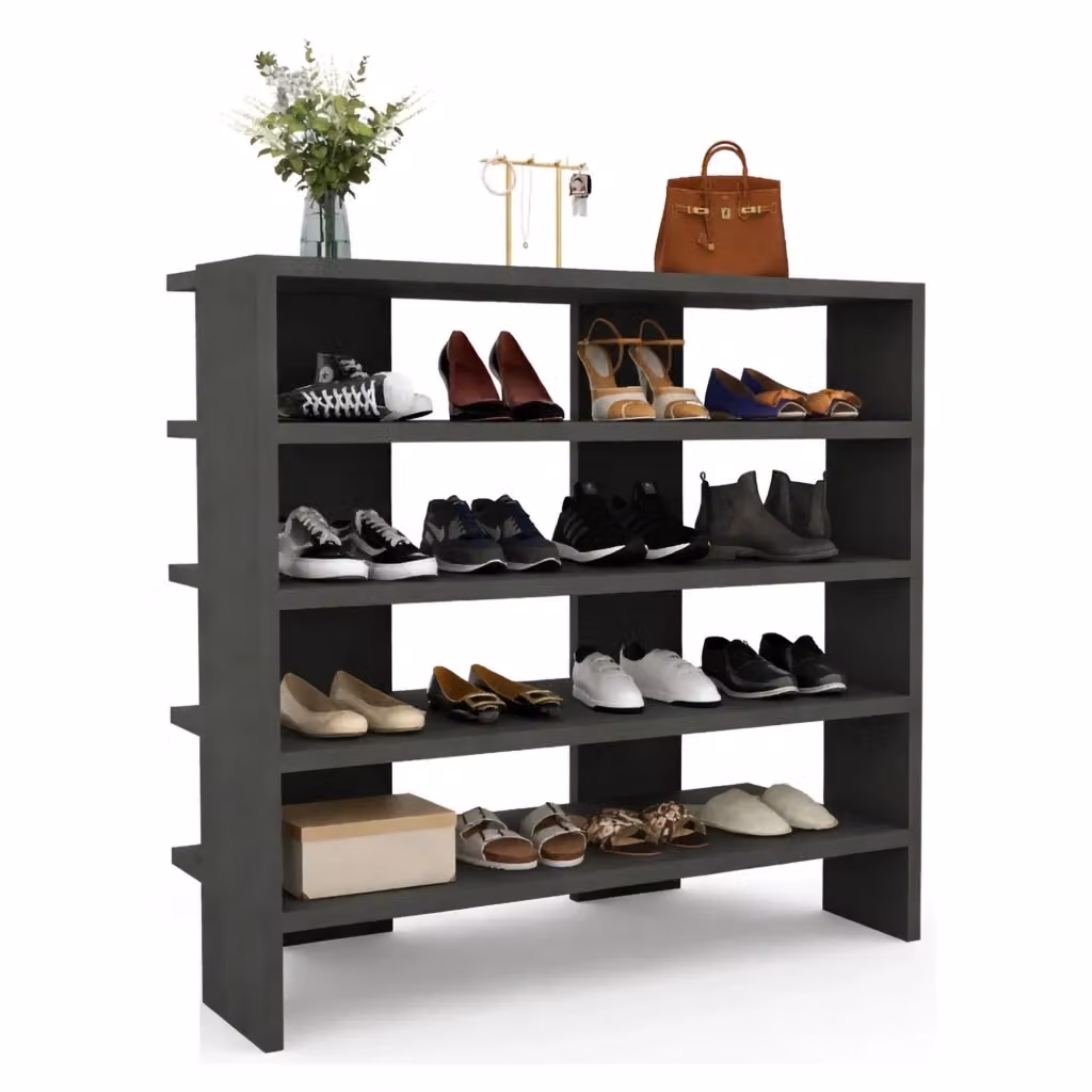 Scarpiera DMORA Offida per 16 paia di scarpe, colore nero, L: 76 cm, P: 31 cm, H: 72 cm – 2