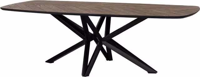 Tavolo da pranzo rettangolare Wanderlust Deco in legno e metallo con struttura a X, colore noce scuro, L: 240 cm, P: 100 cm, H: 77 cm – 1
