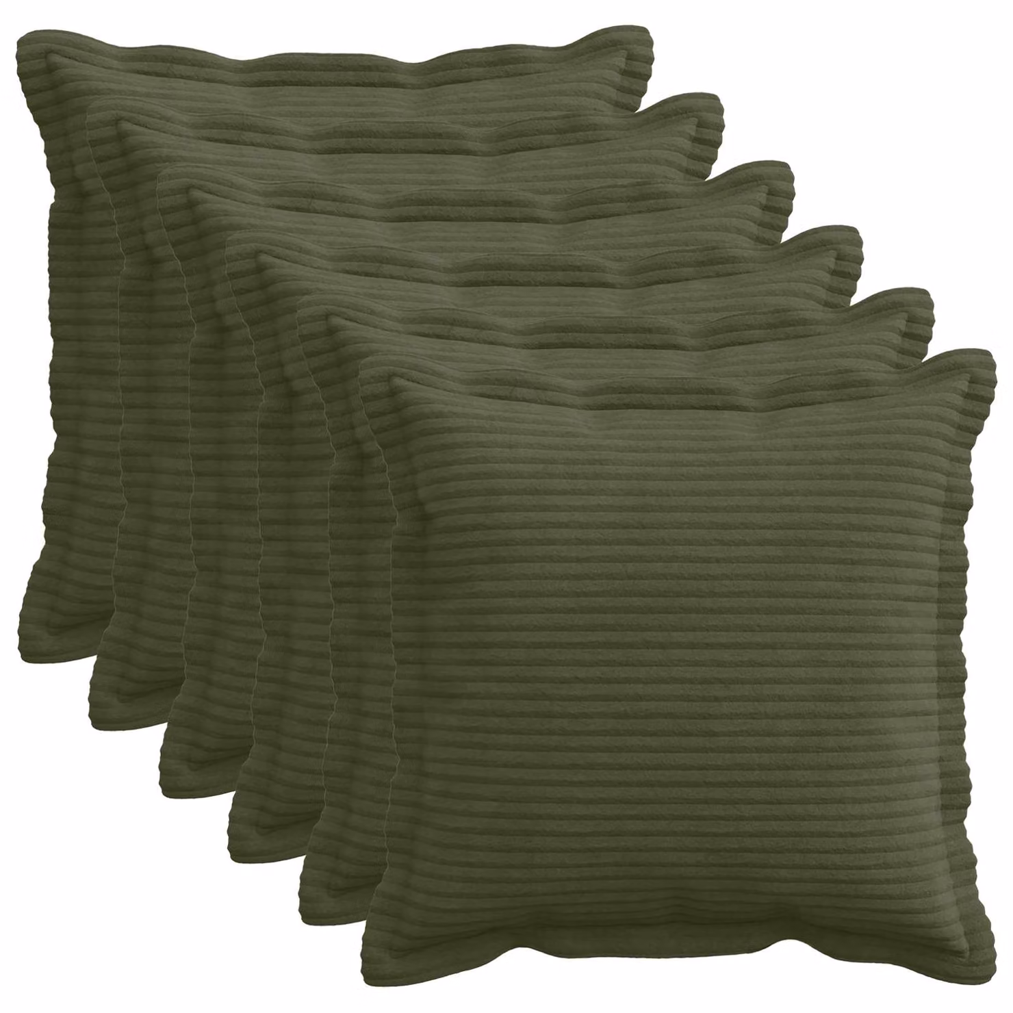 Set di 6 federe vidaXL HOUTEN in velluto a coste verdi, 50 x 50 cm