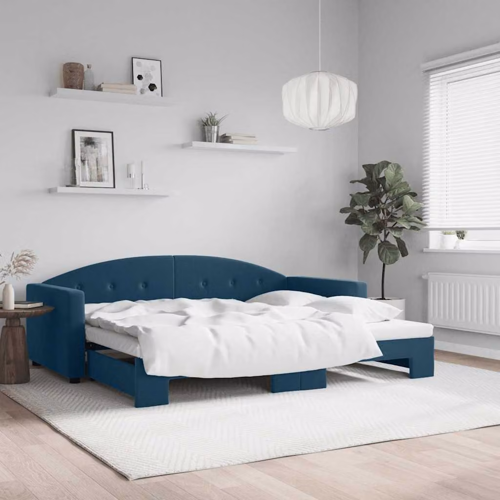 vidaXL Divano Letto con Letto Estraibile in Velluto Blu L/P/H: 222 x 100 x 75 cm