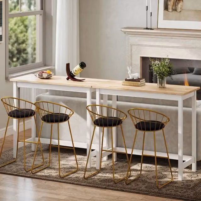 Tavolo da pranzo moderno Mivray in legno di caucciù per 2 persone, piano marrone e struttura bianca, L: 108 cm, P: 48 cm, H: 91 cm