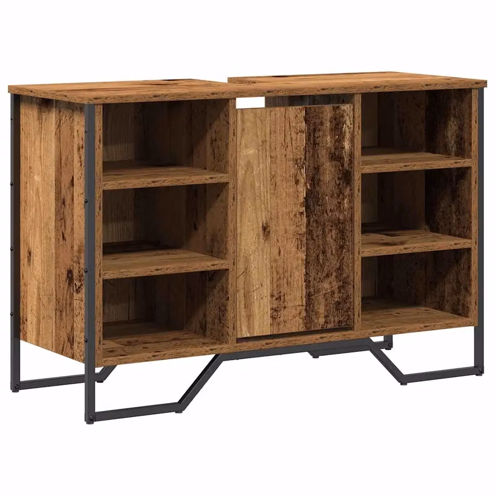 Armadietto da bagno vidaXL in legno e metallo marrone con ante a battente, L/P/H: 91 x 35 x 60 cm – 2