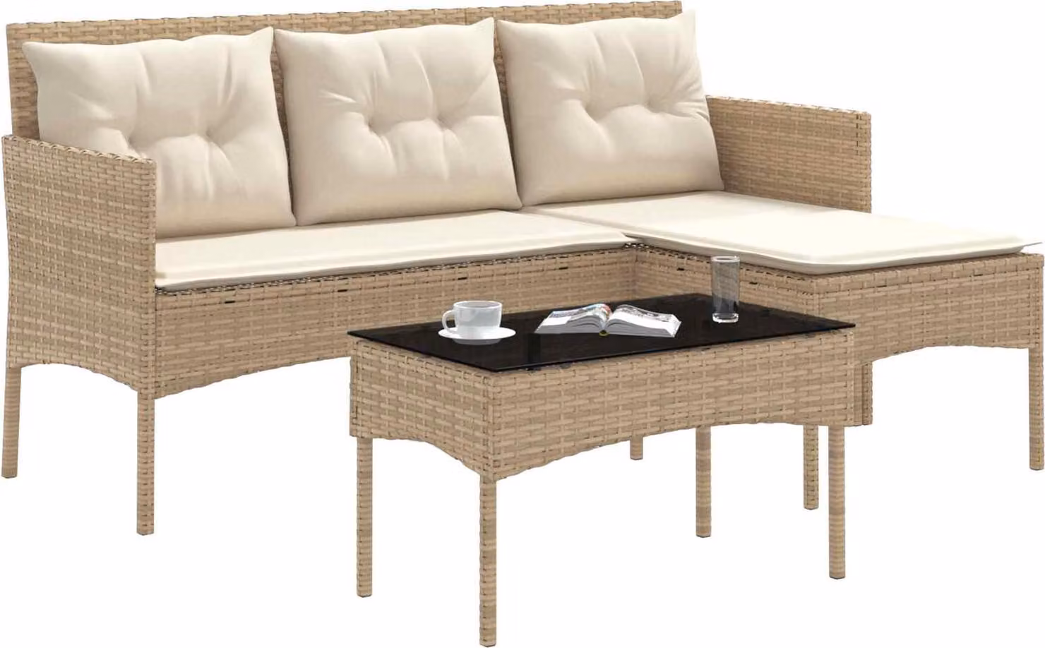 Set Divano da Giardino con cuscino 2 pcs polyrattan