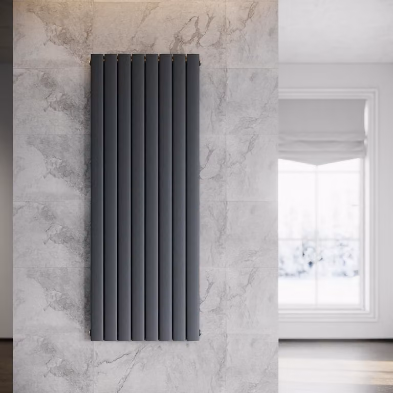 SONNI - Radiatore a pannello verticale, design moderno, a due strati, colore antracite, dimensioni 1600x619 mm, senza resistenza riscaldante