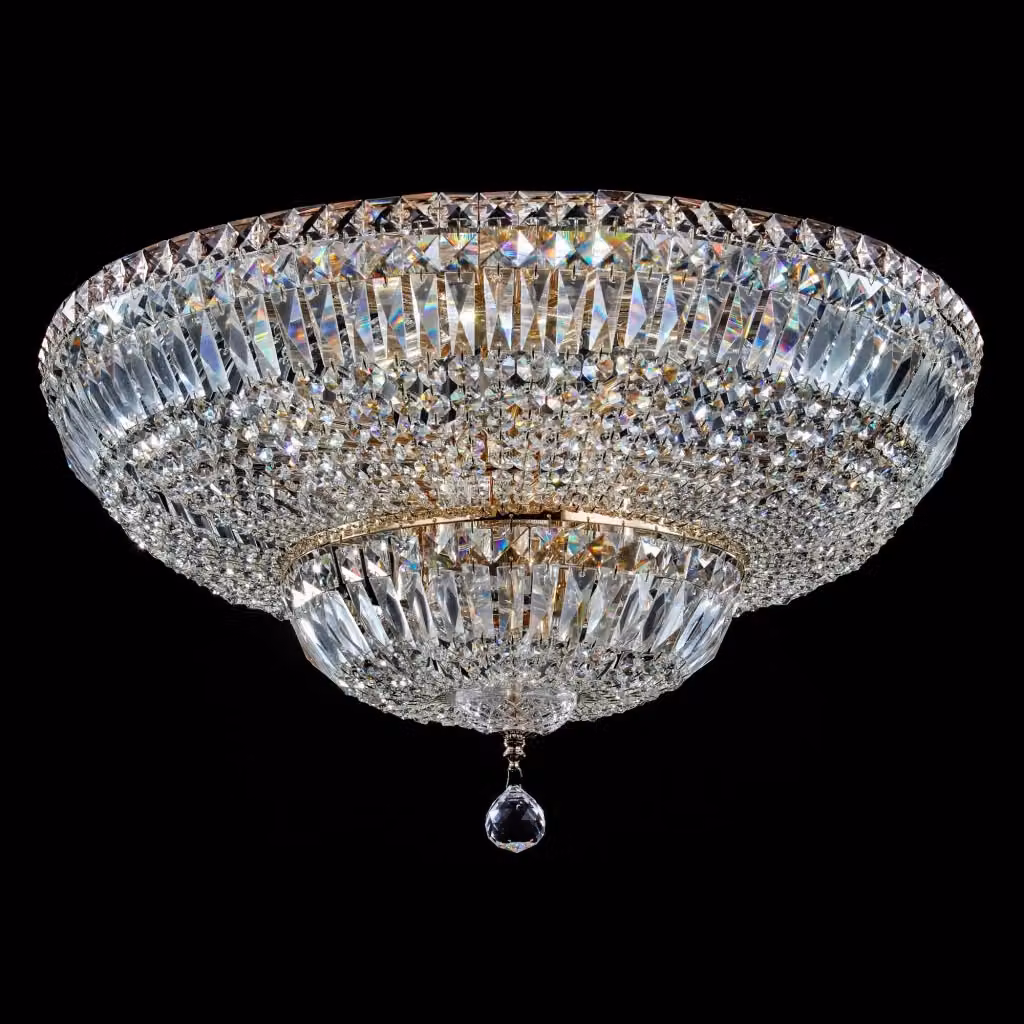 Plafoniera contemporanea Maytoni Basfor in metallo oro e cristalli con 16 luci E14 – 2