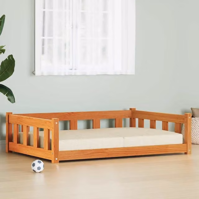 Letto per Cani 105,5 x 75,5 x 28 cm Legno Massello di Pino 869886