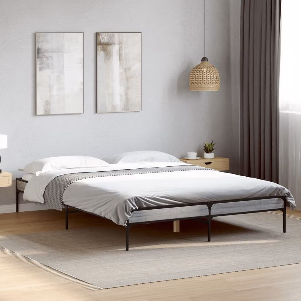 Giroletto vidaXL Grigio Sonoma in Legno e Metallo 160x200 cm