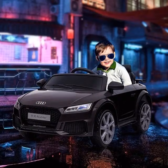 Auto elettrica Audi per bambini, con telecomando 2.4G, musica, clacson, LED, USB, per bambini dai 3 ai 5 anni, nera.
